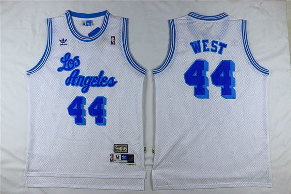 Men Los Angeles Lakers #44 West White Throwback NBA Jerseys